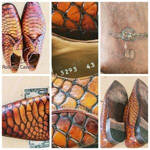 Roberto Cavalli Brown Crocodile Pattern Oxfords